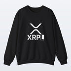 Black XRP sweatshirt with XRPL logo on a light gray background