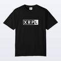 Black XRP t-shirt with 'XRPL' logo on a white background